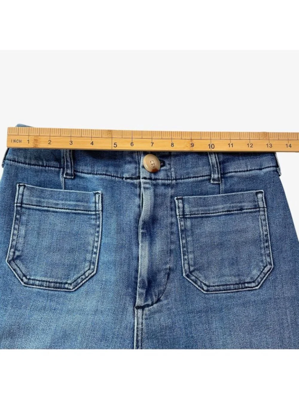 Maeve The Colette Wide Leg Jeans Womens 27 Blue High Rise Crop Denim Stretch
